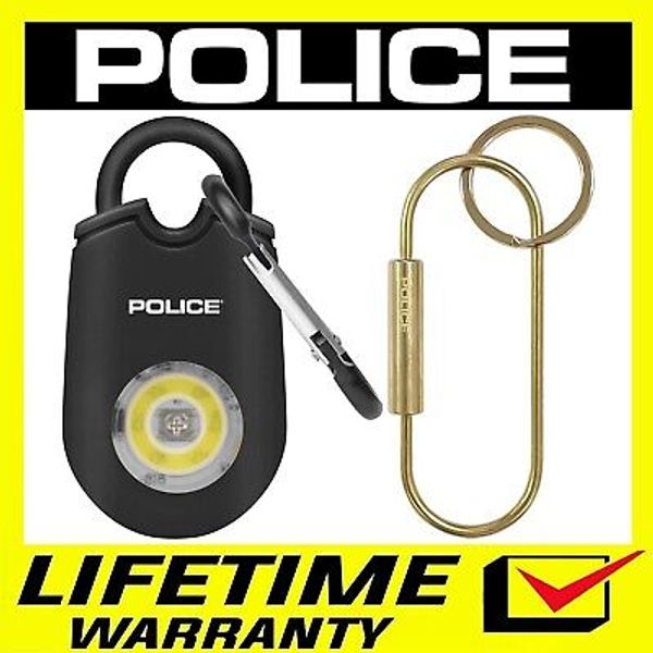 POLICE Personal Alarm Keychain Flashlight   Emergency Siren Safety Alarm Black