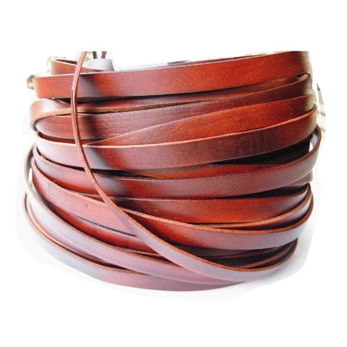 Glory Qin 5 Yards 10mmx2mm Genuine Cow Hide Flat Leather Srip, 10mm Wide Real Leather Craft for Jewelry Making LeatherRush (Brown)