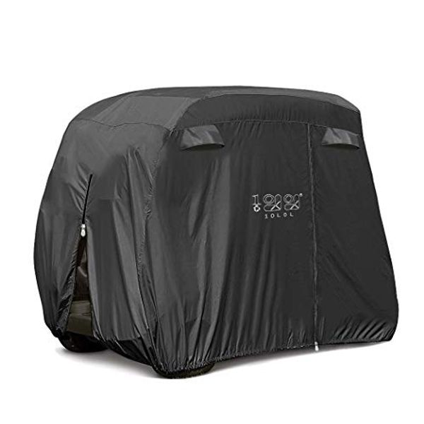 10L0L Universal 2-4 Passenger Golf Cart Cover for EZGO, Club Car and Yamaha, Waterproof Sunproof and Durable, Black