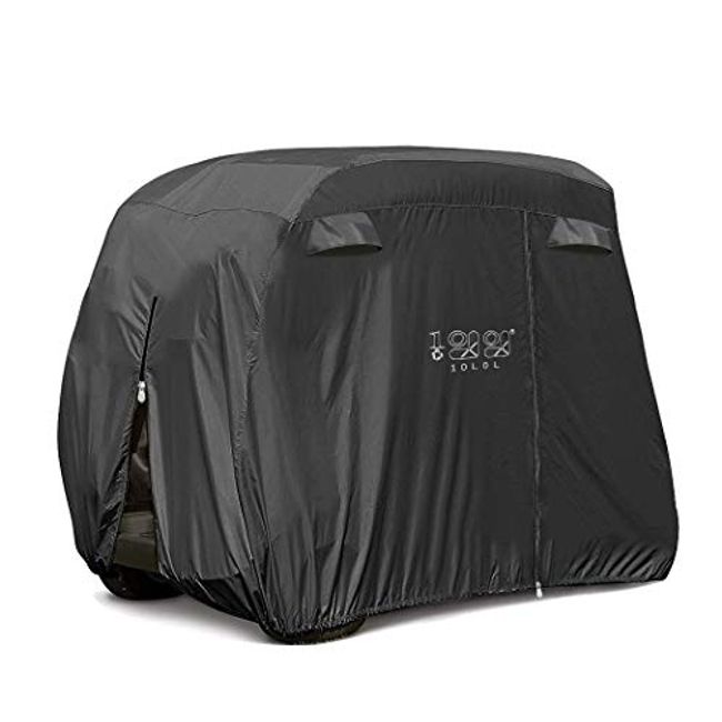 10L0L Universal 2-4 Passenger Golf Cart Cover for EZGO, Club Car and Yamaha, Waterproof Sunproof and Durable, Black