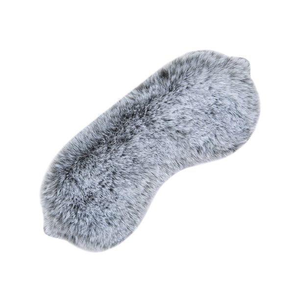 Sleepdown Faux Fur Rabbit Sleep Eye Mask Cover Blindfold Light Blocking Travel Super Soft Cosy Comfortable for Men and Women - Grey - (21cm x 9cm)