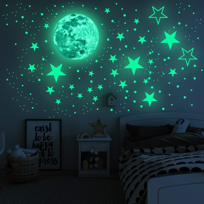 200pcs Glow In The Dark Stars Decorations Stickers For Ceiling, Adhesive 3D Glowing  Stars And Moon For Kids Bedroom, Kids Toys