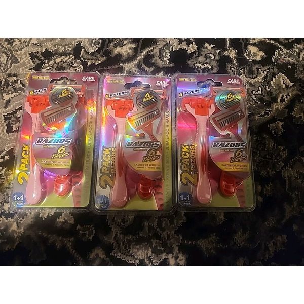 3 Packs 6-Blade Women's Disposable Razors Sensitive Skin