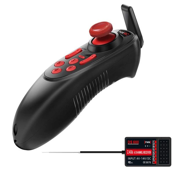 HOTRC DS-600 6CH 2.4GHz RC Transmitter and Receiver Remote Controller with DS 600 PWM 6 Channel Receiver for RC Boat (w/PWM RX)