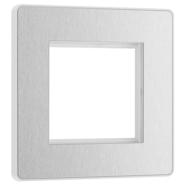 BG PCDBSEMS2W Brushed Steel Evolve 2 Euro Module Front Plate - White Insert