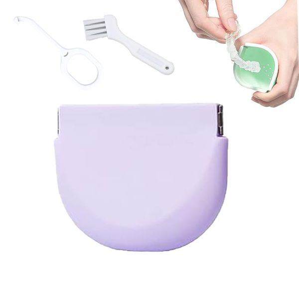 Mouthpiece Case, Silicone Pouch, Retainer Case, Cute, Mouthpiece, Easy to Clean, Portable (Light Purple)