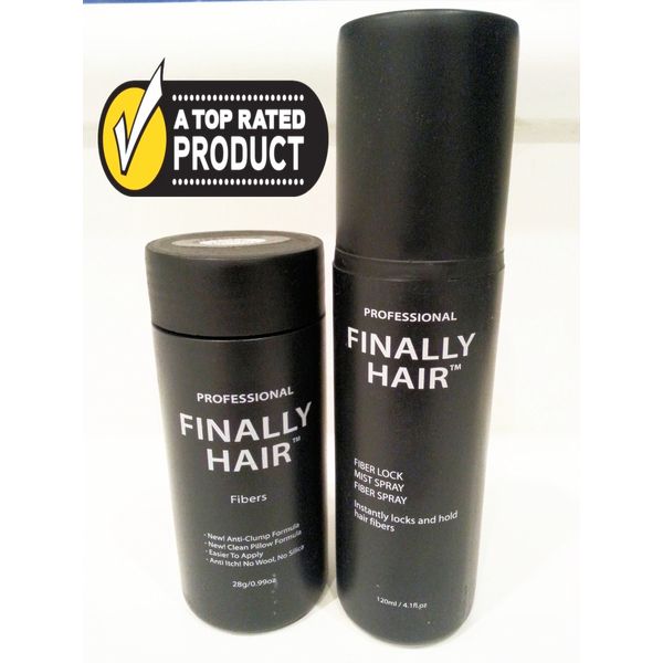 Finally Hair Hair Thickener Fibers. Get Hair Instantly Light Brown 28g Bottle of Fibers 120ml 4.1 oz. Bottle of Fiber Lock Hair Spray (Light Brown)