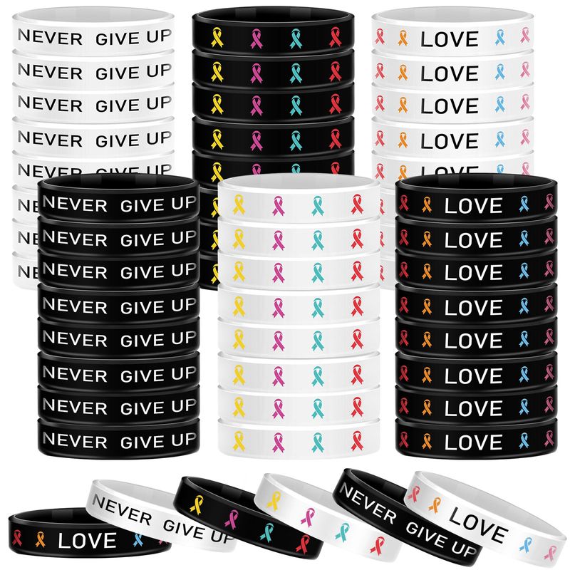 Glitinsel 48 Pieces Cancer Awareness Silicone Bracelets Bulk, All ...