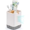Toothbrush and Toothpaste Holder with Bamboo Divider for Bathroom Countertop Org