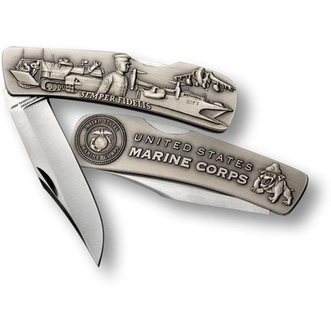 Marine Lockback Knife - Small Nickel Antique