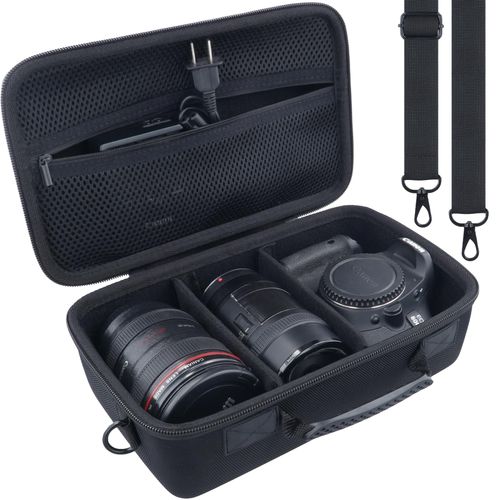 khanka Camera Case for Canon EOS Rebel T7/T100/T6/R50/R100/R5/R7/R8/R6 Mark II/SL3 DSLR Camera,Travel Protective Carrying Case for Canon EOS Rebel Camera and 18-55mm/18-45mm Lens(Case Only)