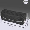 ARPAN Triple Pocket Zip Rectangular Large Fabric Pencil Case - School Make-Up (Black)