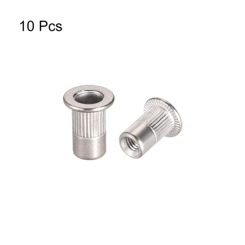 sourcing map M3 304 Stainless Steel Rivet Nuts Flat Head Insert 10 Pcs