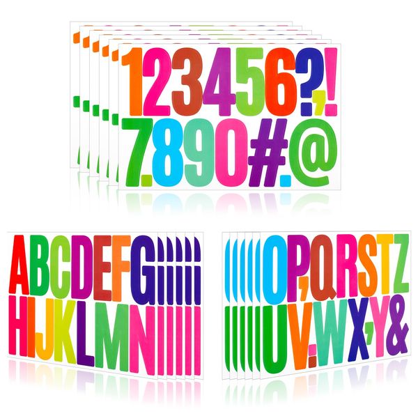 Bulletin Board Letter Stickers Alphabet - 288 Pcs 18 Sheets 3 Inch LLEWYN Self Adhesive Waterproof Vinyl Letter Stickers for Mailbox,Bulletin Board,Window,Door,Sign,Address Number(3 Inch) (Colorful)