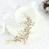 Handcess Leaves Bride Wedding Headbands Gold Crystal Headpieces Pearls Bridal Hair Accessories for Bride and Bridesmaids
