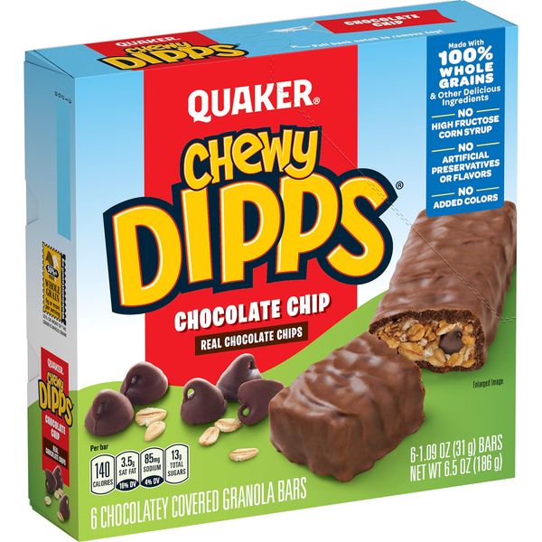 Quaker Chewy Dipps Chocolate Chips, 1.09 Oz, 6 Ct