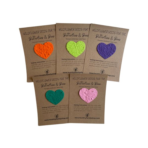 Eco- Friendly Party Bag Fillers. Plastic Free- Party Favours. Seeded Paper Shapes. Plantable seed paper Wildflowers. Craft Paper with Wildflower Seed Mix (Hearts)