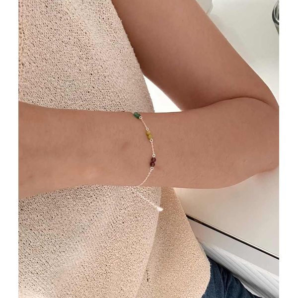 [Free Shipping] Sour 925 Silver Bracelet Raw Stone Bead Summer Bracelet