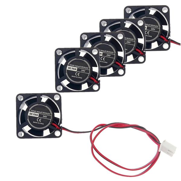 JZK 5 Stück 25mm 2-poliger 24V Mini-Lüfter mit Kabeln, 2510, 25x10mm, Hydrauliklager Miniatur DC bürstenloser Lüfter für Entwicklungsboards, Grafikkarten und DIY-Projekte