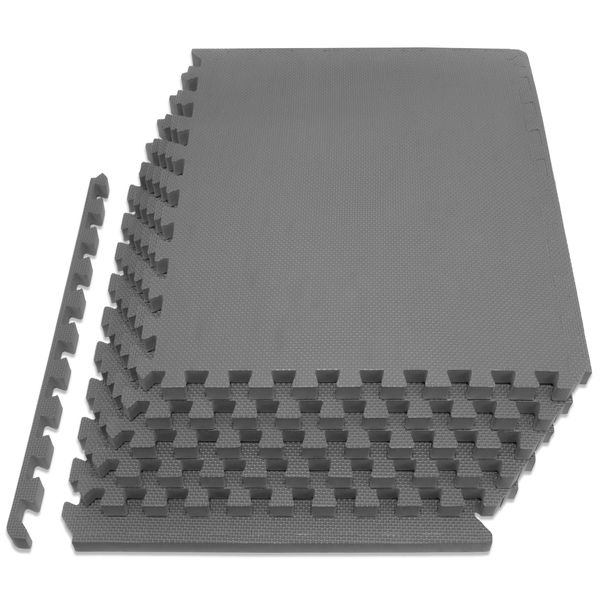 ProsourceFit Extra Thick Puzzle Exercise Mat 1", EVA Foam Interlocking Tiles for Protective, Cushioned Workout Flooring for Home and Gym Equipment, Grey, ps-2296-hdpm-grey