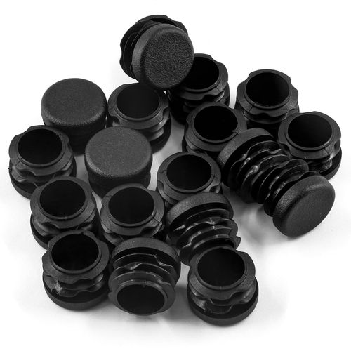 Jiozermi 50 Pcs 7/8" Round Plastic Plug, Black Round Plastic End Cap Furniture Finishing Plug for Pipe Post, Chairs and Furniture