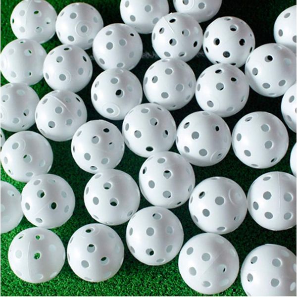 Adwikoso 50PC Plastic Golf Training Balls 42 mm Golf Balls for Indoor Putting Green Backyard Outdoor Practice Equipment with 2 Golf Ball Tees (White 50pc)