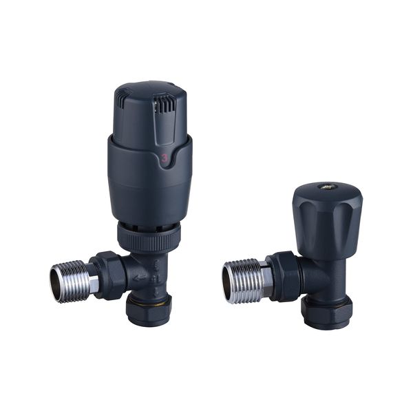 Keenware KRA-195 Thermostatic Radiator Angled Valves: Anthracite Grey