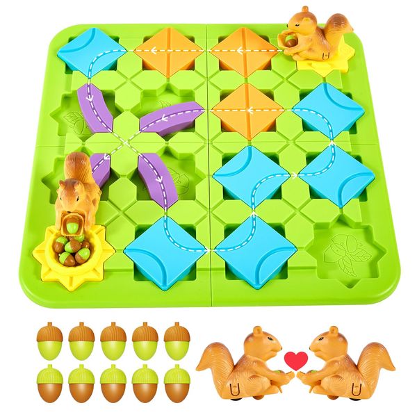 Airkid STEM Board Games Kids Brain Teasers Toys,Road Builder Logic Puzzle Games,Montessori Educational Learning Toys Birthday Gifts for Age 4-8 Year Old