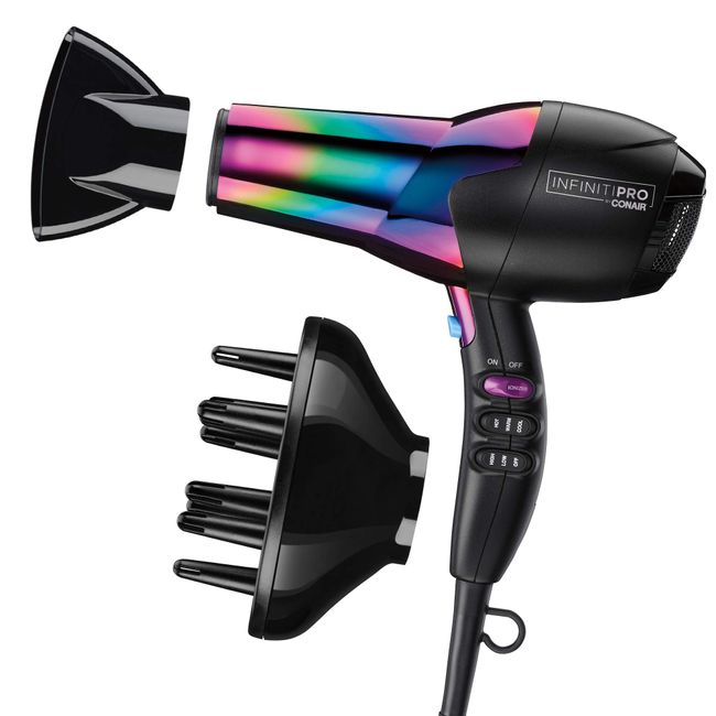 INFINITIPRO BY CONAIR Hair Dryer, 1875W Ion Choice - Turn Ions ON for Smooth, Shiny Hair and OFF for More Fullness and Volume