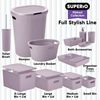 Superio 15L Medium Ribbed Storage Bin- Plastic Storage Bin  (8 Pack, Lilac)