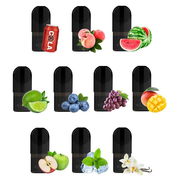 HECCO relx Pods 10 Flavors RELX Compatible Cartridges Watermelon Menthol Ice Mint Apple Grape Mango PODS Pods Compatible Pods Cartridges Compatible with RELX 4th Generation fruits PODS For Generation