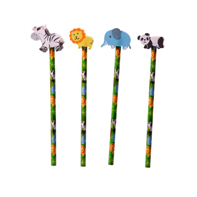 Puckator Jungle Animals Pencil with Eraser Topper - Eraser Pencil ...
