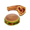 Rainbow Kinect Kole Squeaky Hamburger and Steak Dog Toy Quantity 2
