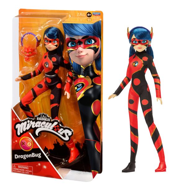 Miraculous Ladybug Dragonbug 10.5" Fashion Doll with Lonng Kwami and Dragon Headband by Playmates Toys