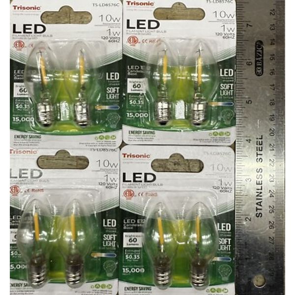 LED Filament Night LIGHT BULB 1w=10w Clear Soft Light 4packs E12