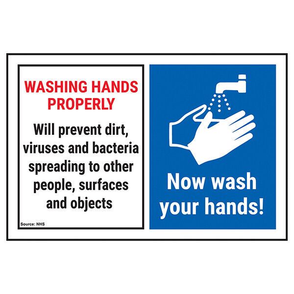 Washing Hands Properly Will Prevent...Now Wash Your Hands! Health & Safety Signs