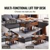 Lift Top Coffee Table 39.4" Rectangle Coffee Table with Light & USB Brown