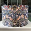 Handmade Lampshade William Morris Strawberry Thief Navy Blue (Table/Floor, Medium)