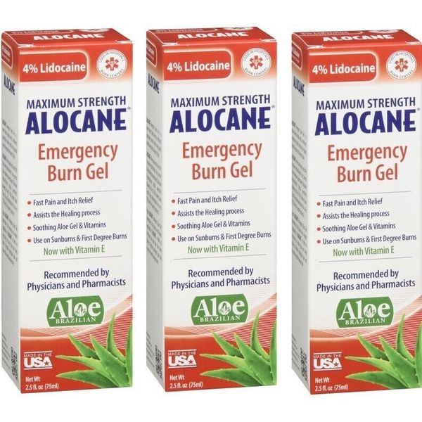 Alocane Max Strength Burn Gel 2.5oz each *Three Pack*