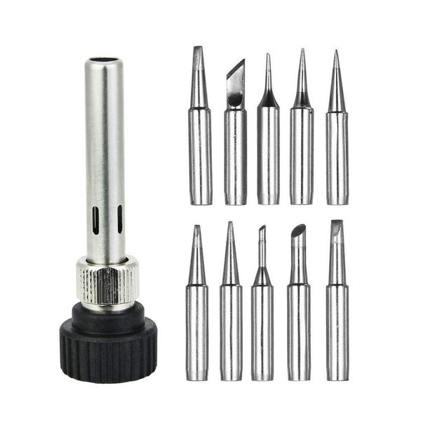 RMENOOR 10Pcs Soldering Iron Tips 900M Lead-Free Solder Iron Tip Replaceable Soldering Tip kit with Welding Sleeve for Hakko Quick Aoyue Yihua Maplin ABF Soldering Station