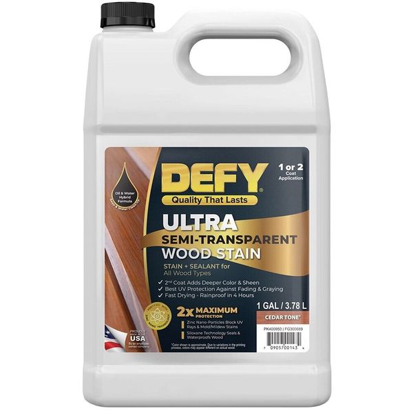 DEFY Ultra Semi-Transparent Wood Stain Cedar Tone gal