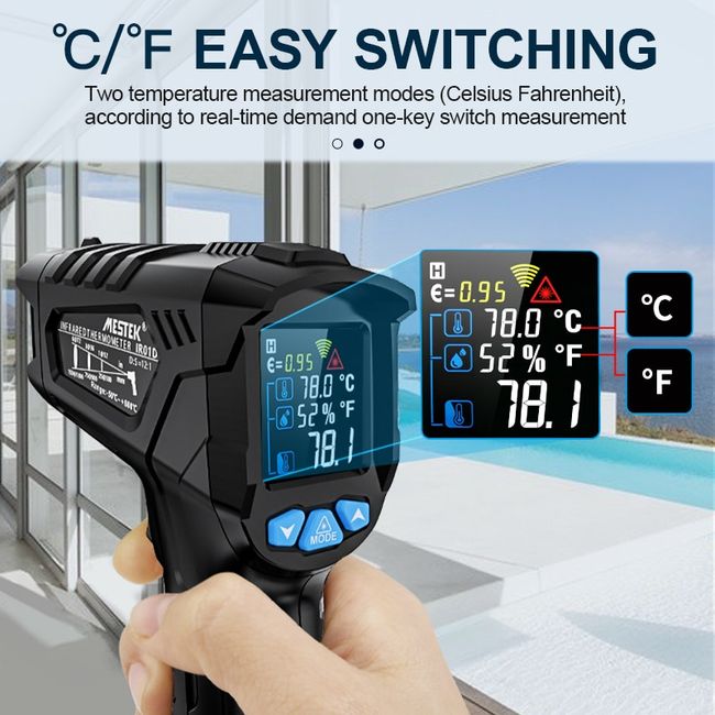 China Customized This Digital Infrared Thermometer Features A Clear Color  LCD Screen For Easy Temperature Readings. It Can Be Used For Measuring Heat  On Various Surfaces, Including Cooking Equipment Like Pizza Ovens