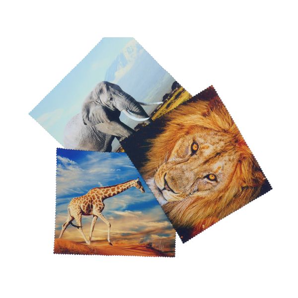 Go Optical Microfiber Glasses Spectacle Phone Lens Screen Cleaning Cloths African Savanna Theme X 3 Microfibre (3pc Mixed Pack)