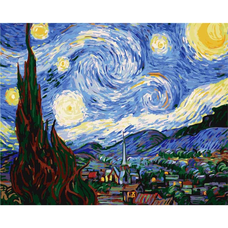 Awesocrafts Paint by Numbers Kits, Starry Night by Van Gogh Number ...