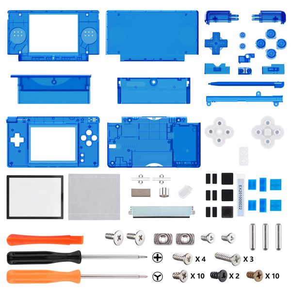 eXtremeRate ds Lite Compatible with Custom Replacement Shell Clear Material, Replacement Buttons, Screen Lens Compatible with Nintendo DS Light (Clear Blue)