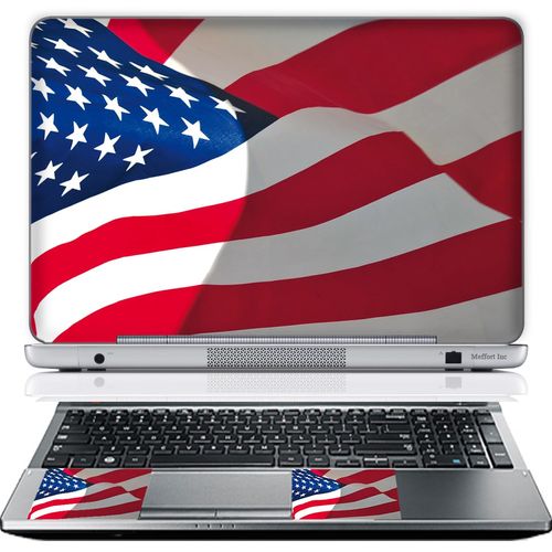 Meffort Inc 14 Inch Laptop Skin Sticker Cover Art Decal Decorative Stickers (Included 2 Wrist Pads) - USA Flag Design
