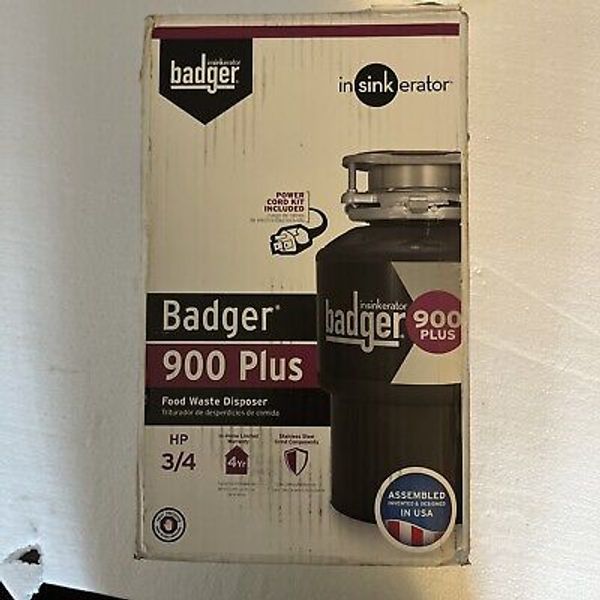 INSINKERATOR BADGER 900 PLUS  3/4HP GARBAGE DISPOSAL KIT