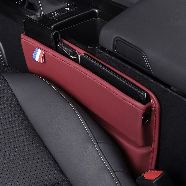 1x Car Console Side Seat Gap Filler Front Seat Organizer PU Leather  Accessories