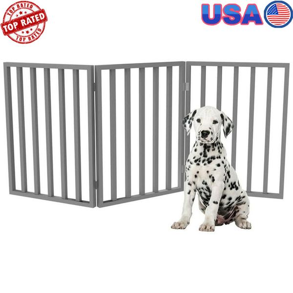 Foldable Dog Gate 3-Panel Freestanding Indoor Barrier Lightweight Portable New