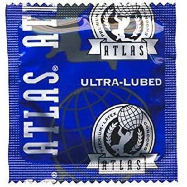 100 pieces pack Atlas Ultra-lubricated latex condoms condones.